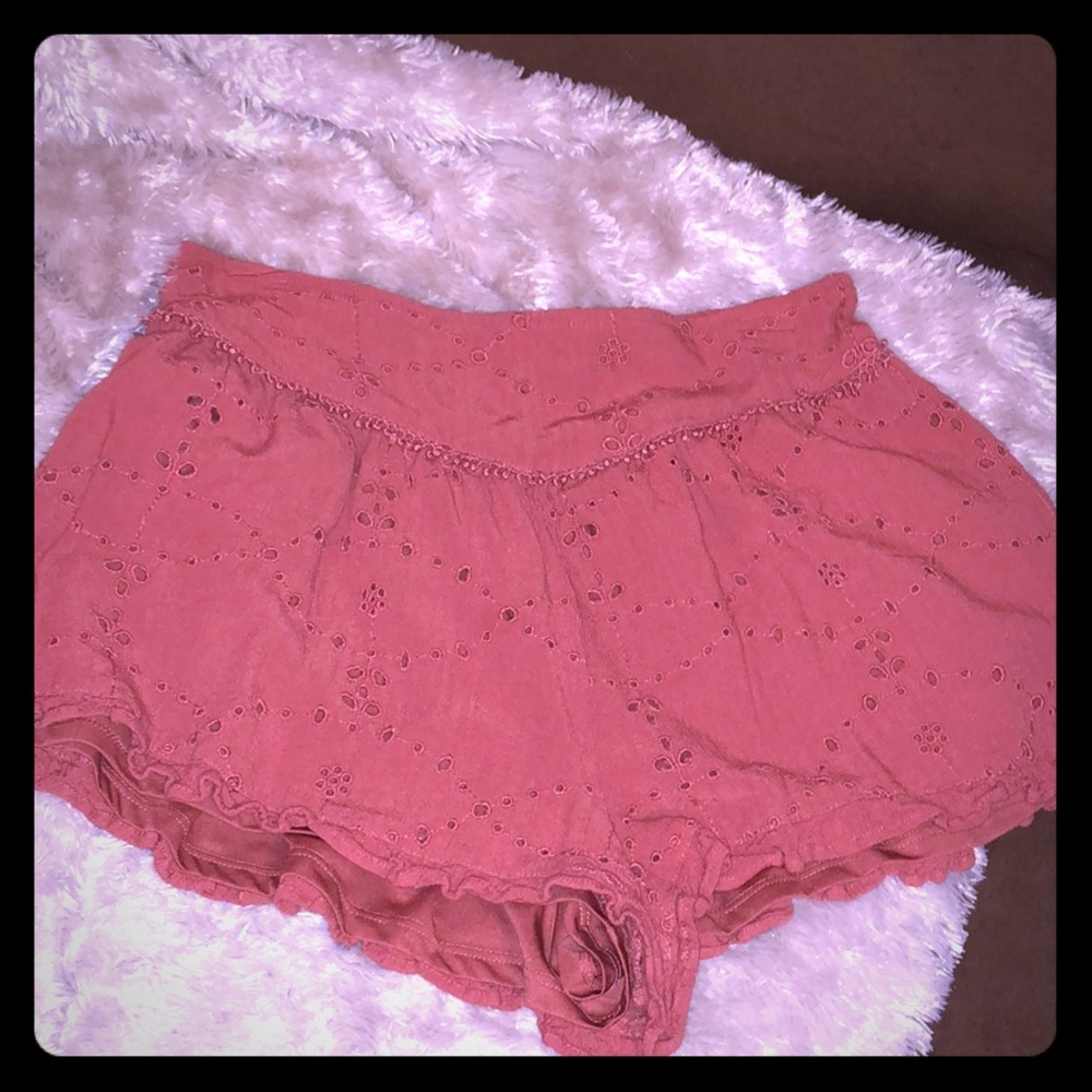 American Eagle Ruffle Burnt Orange Shorts